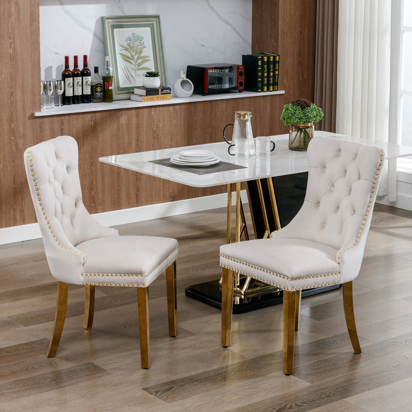 Nikki Collection Modern Tufted Velvet Upholstered Dining Chairs - Set of 2