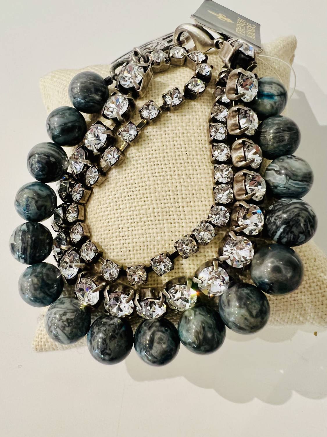 French Kande - Meteor 3 Strand Crystal Laguna Jasper Bracelet
