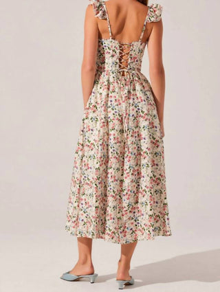 Astr - Vestido midi com bustiê floral Wedelia
