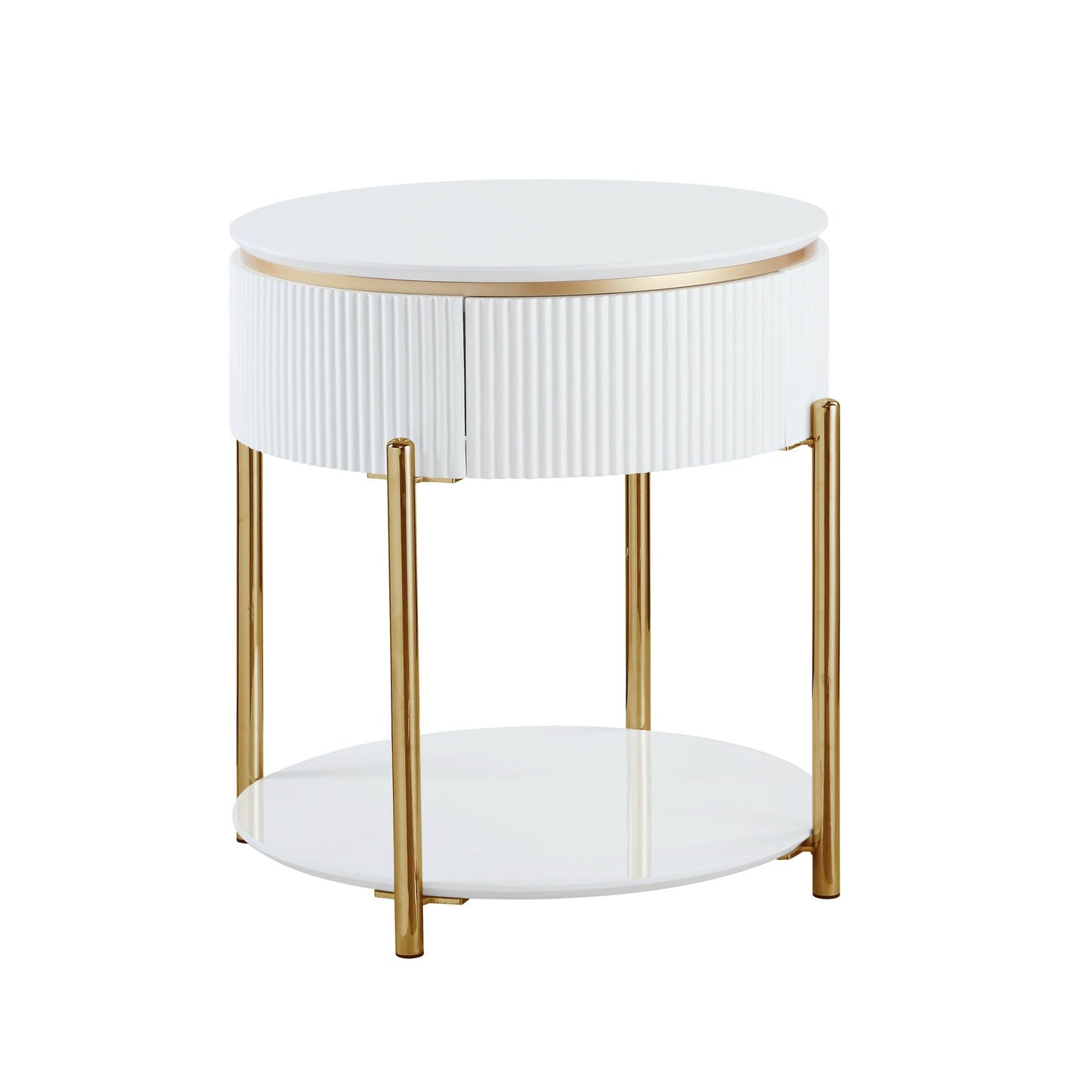Daveigh High Gloss End Table - Gold / White