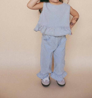 Axel & Rose - Girl's Denim Flare Ruffle Pants