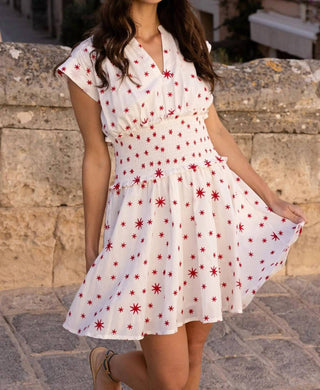 Oliphant - Smocked Waist Roll Sleeve Mini Dress