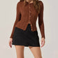 Astr - Ottilie Pointelle Crochet Collar Cardigan