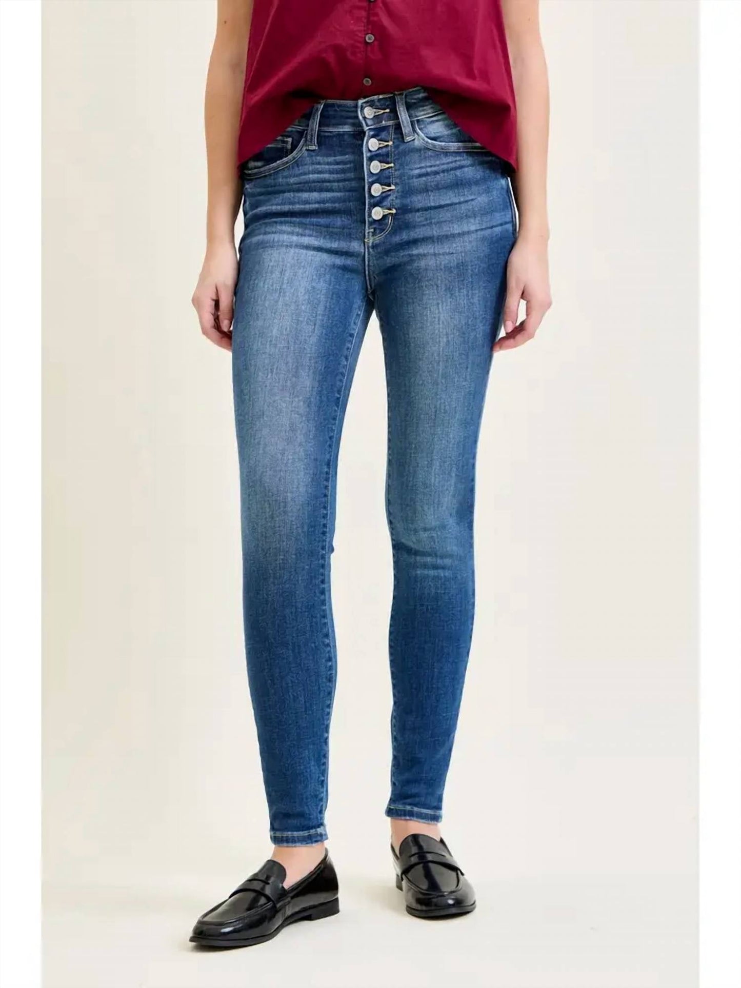 Judy Blue - Hi-rise Button Fly Skinny Jeans
