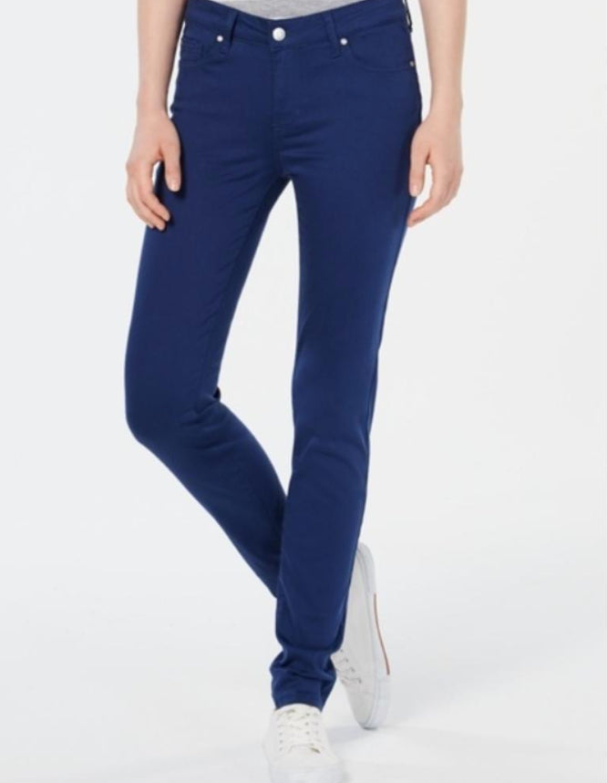Calça skinny feminina de cintura média rosa Celebrity, tamanho 31, azul, 9/29