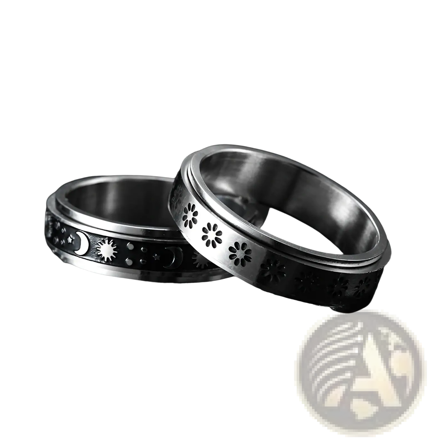 Celestial Stainless Steel Anxiety Spinner Ring Set