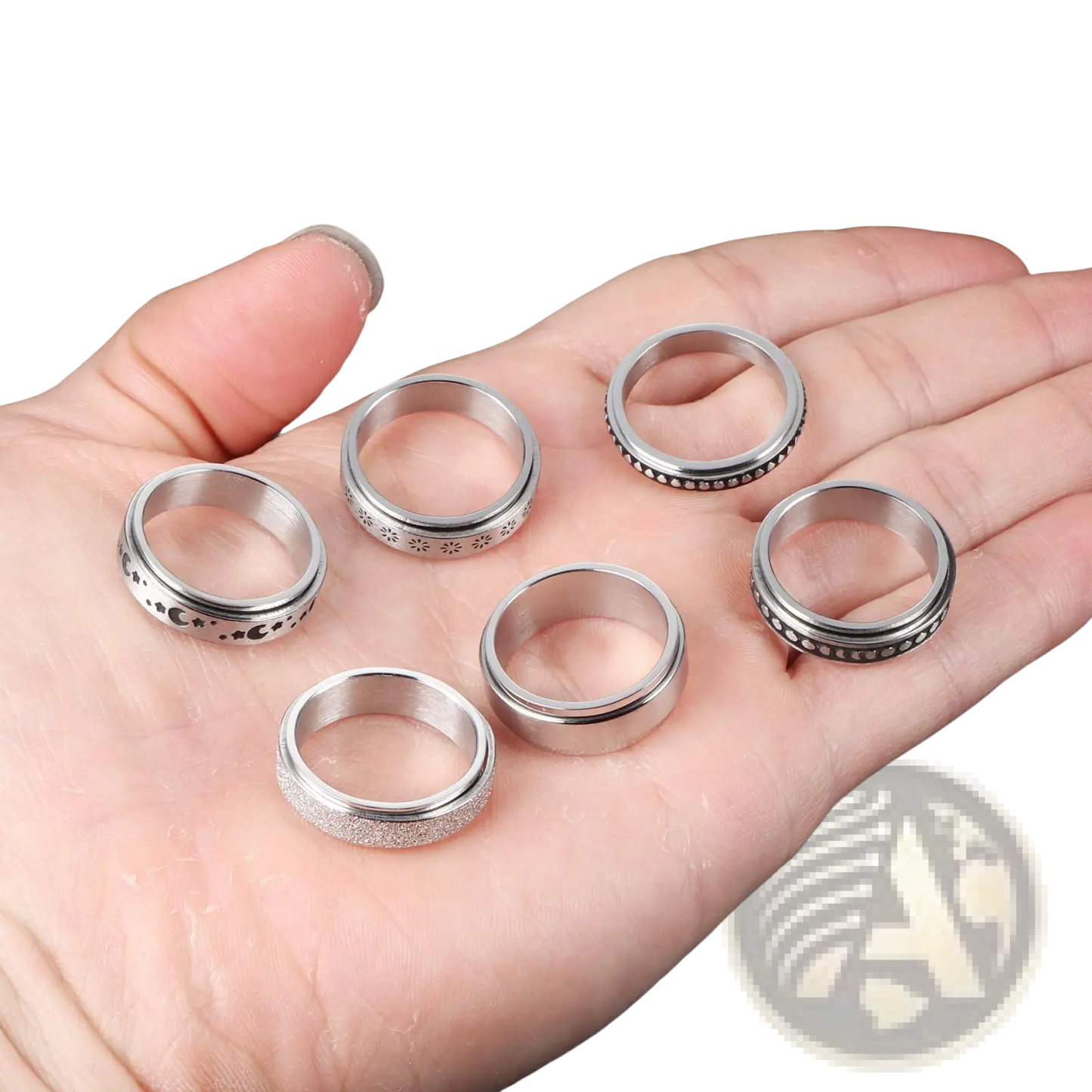 Celestial Stainless Steel Anxiety Spinner Ring Set