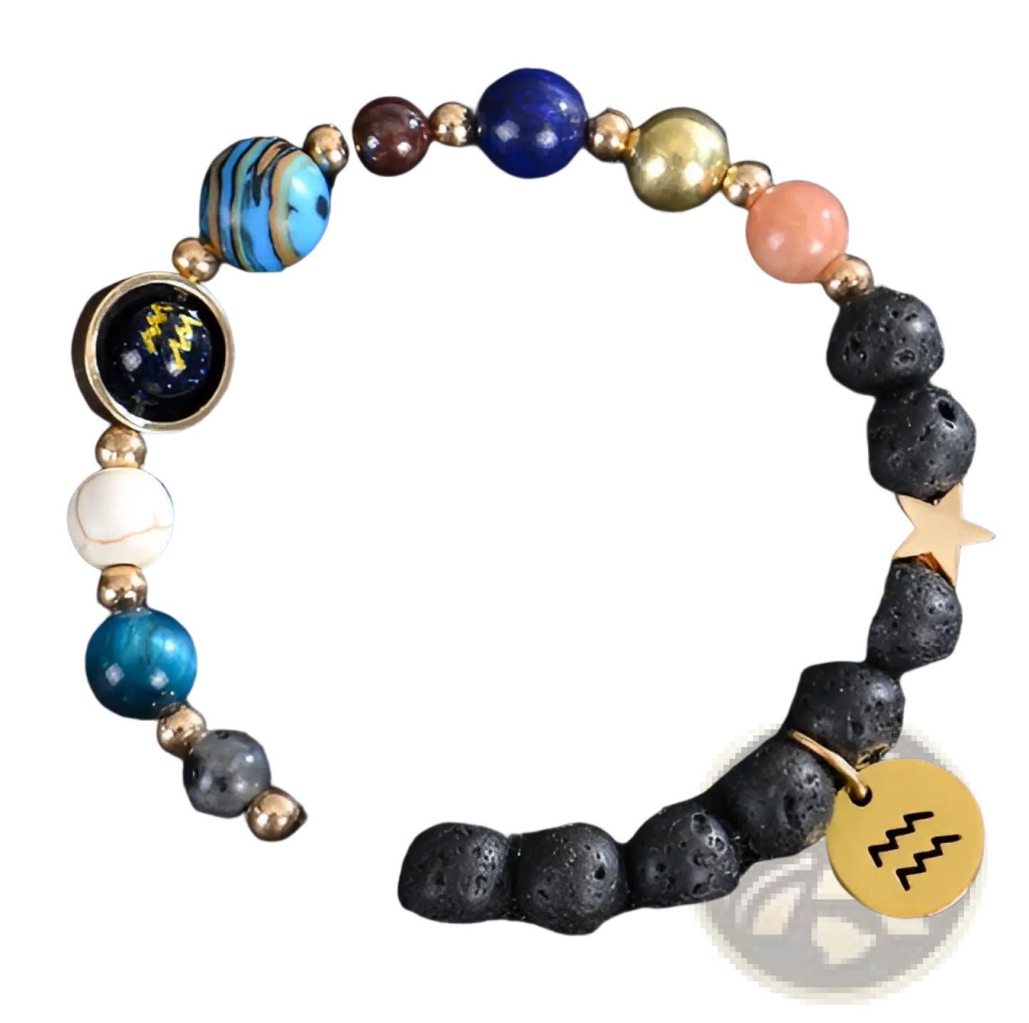 Celestial Zodiac Planet Matte Stone Beaded Bracelet