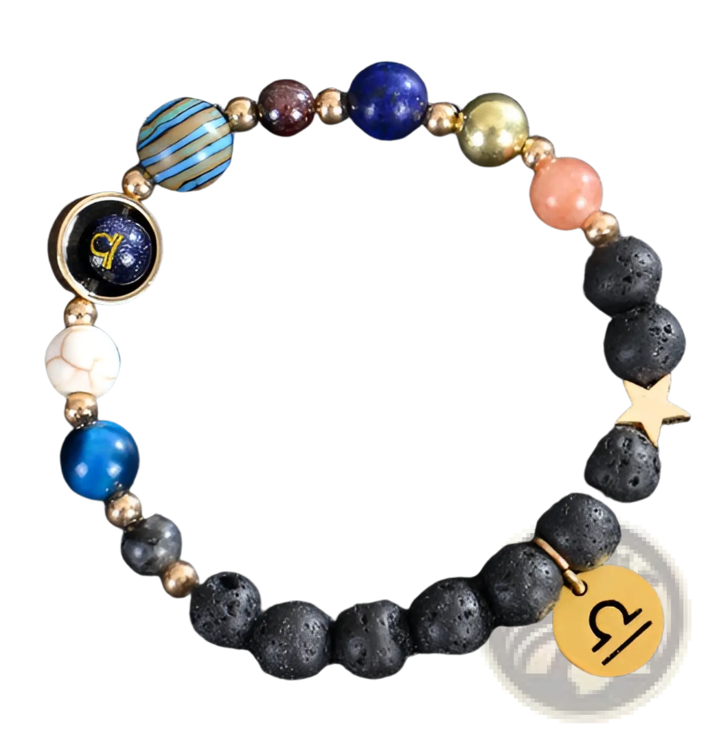 Celestial Zodiac Planet Matte Stone Beaded Bracelet