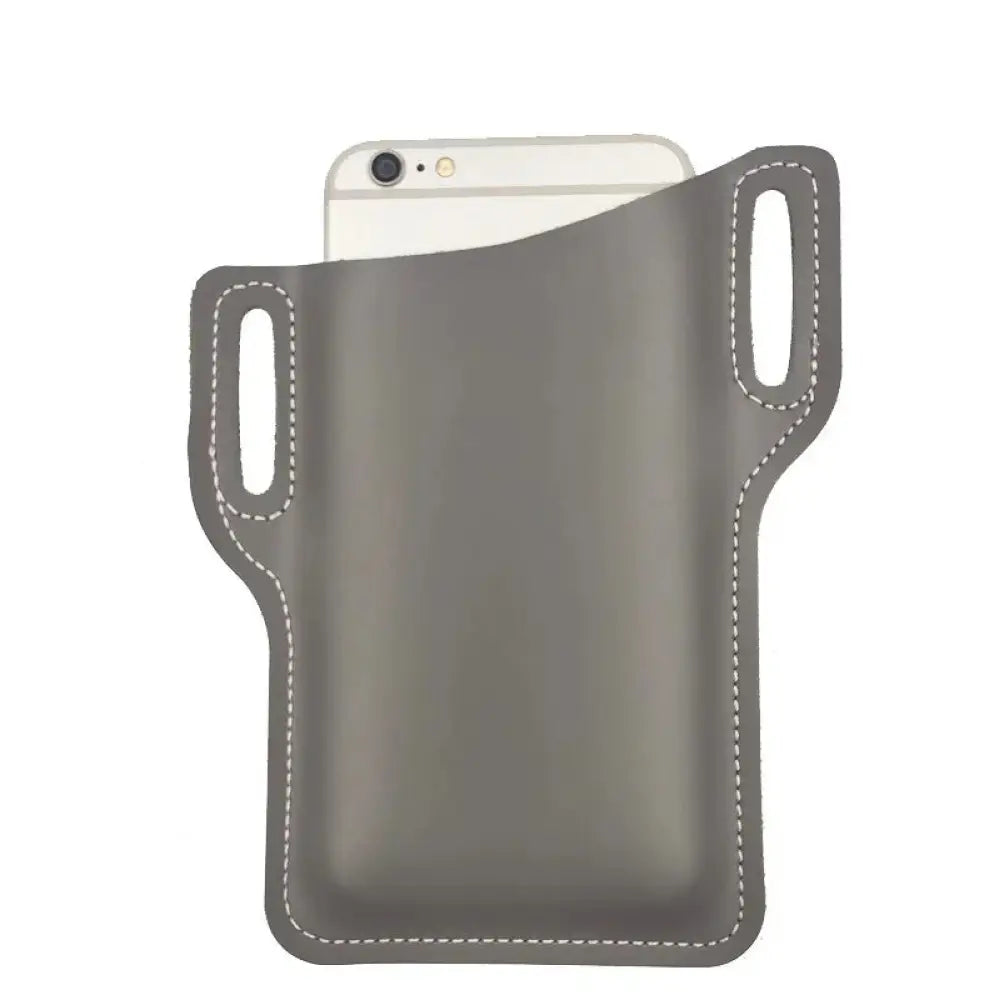 Brown Pu Leather Phone Holster with Belt Loop and Card Slots