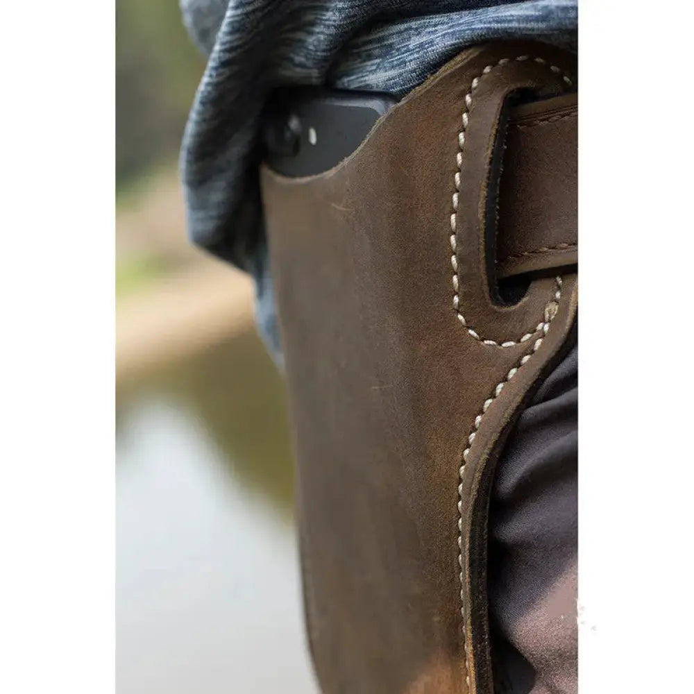 Brown Pu Leather Phone Holster with Belt Loop and Card Slots