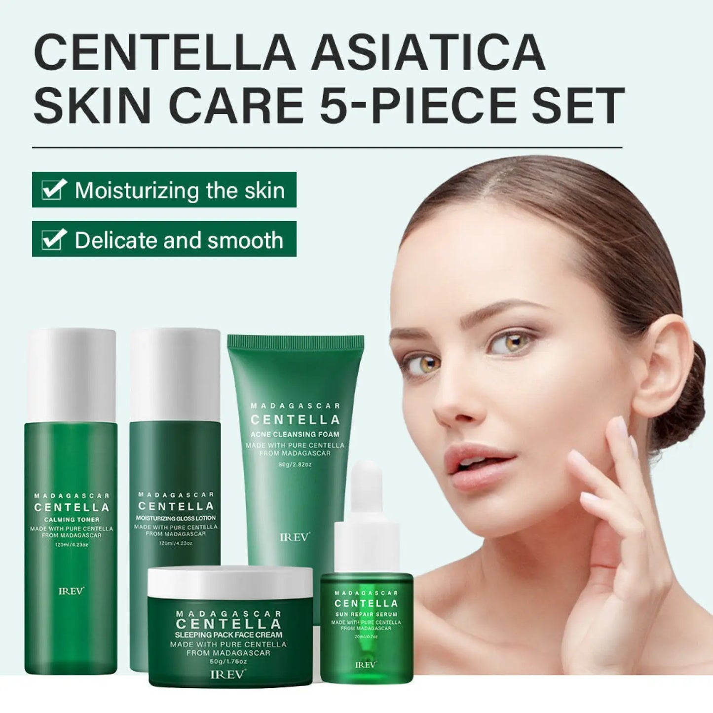 Centella Asiatica 5-piece Facial Skincare Set by Irev