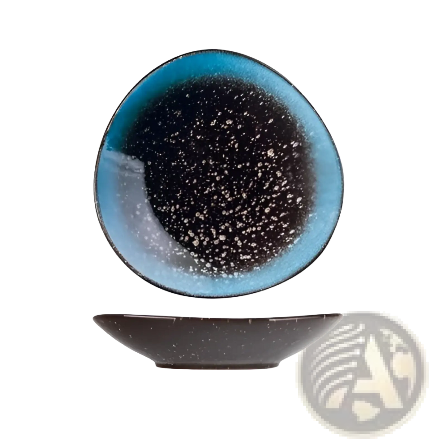 Ceramic Blue Speckled Nordic Round Corner Fillet Plate