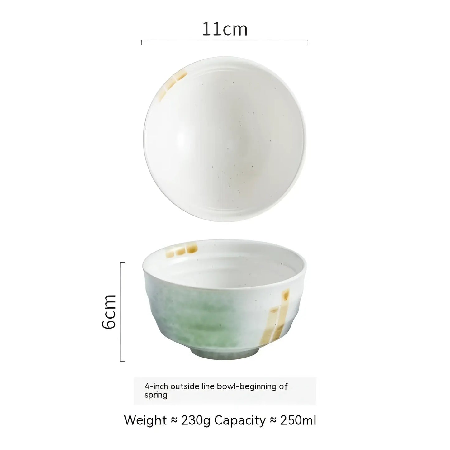 Ceramic Bowl Retro Porcelain Rice Tableware 4 Inch