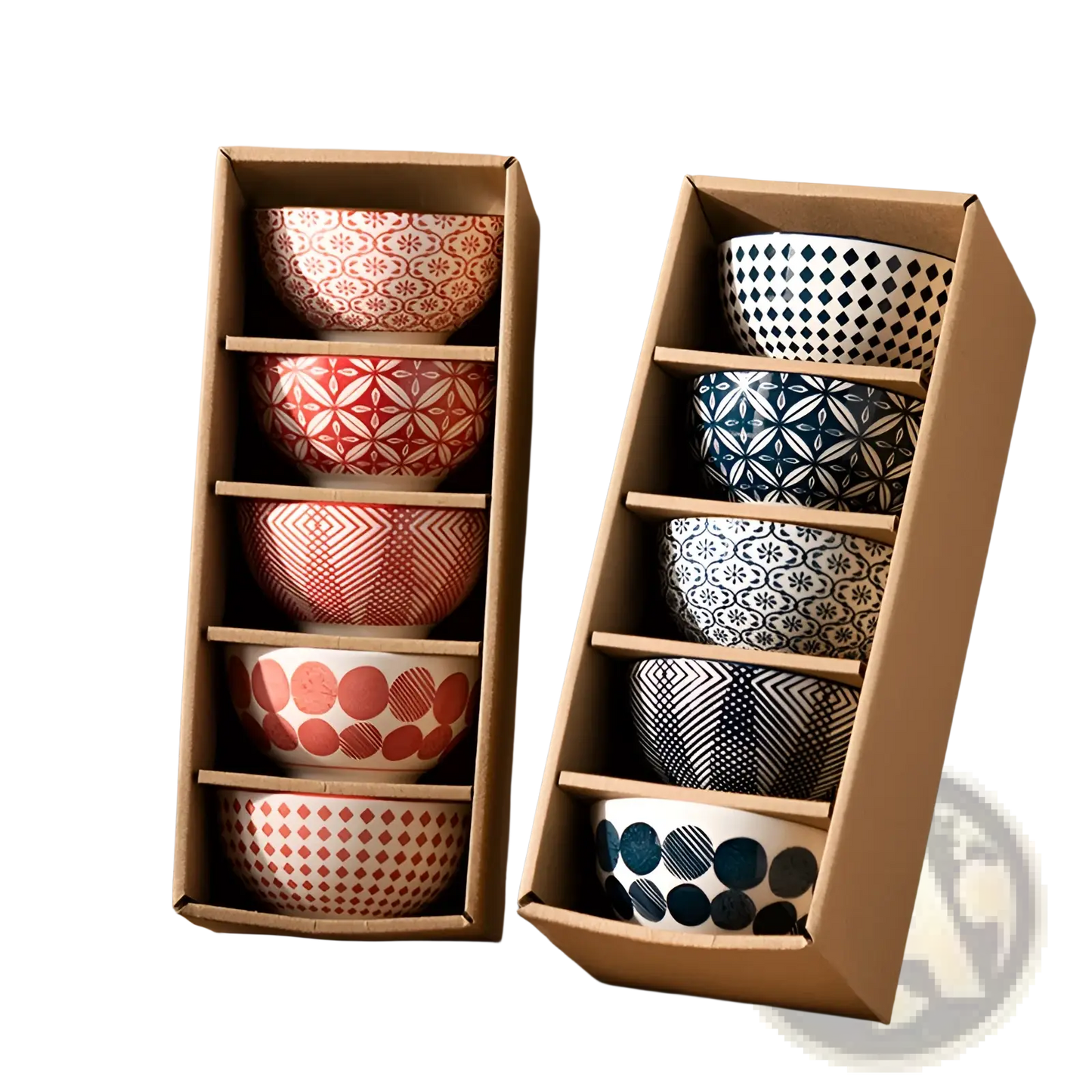 Ceramic Bowl Set 5 Piece Japanese Floral Porcelain