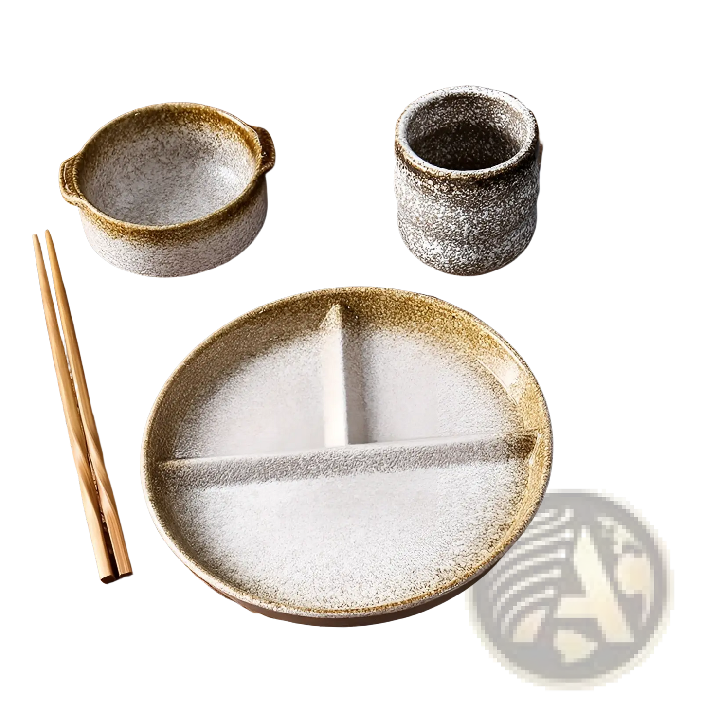 Ceramic Divided Dinner Plate Set with Speckled Glaze