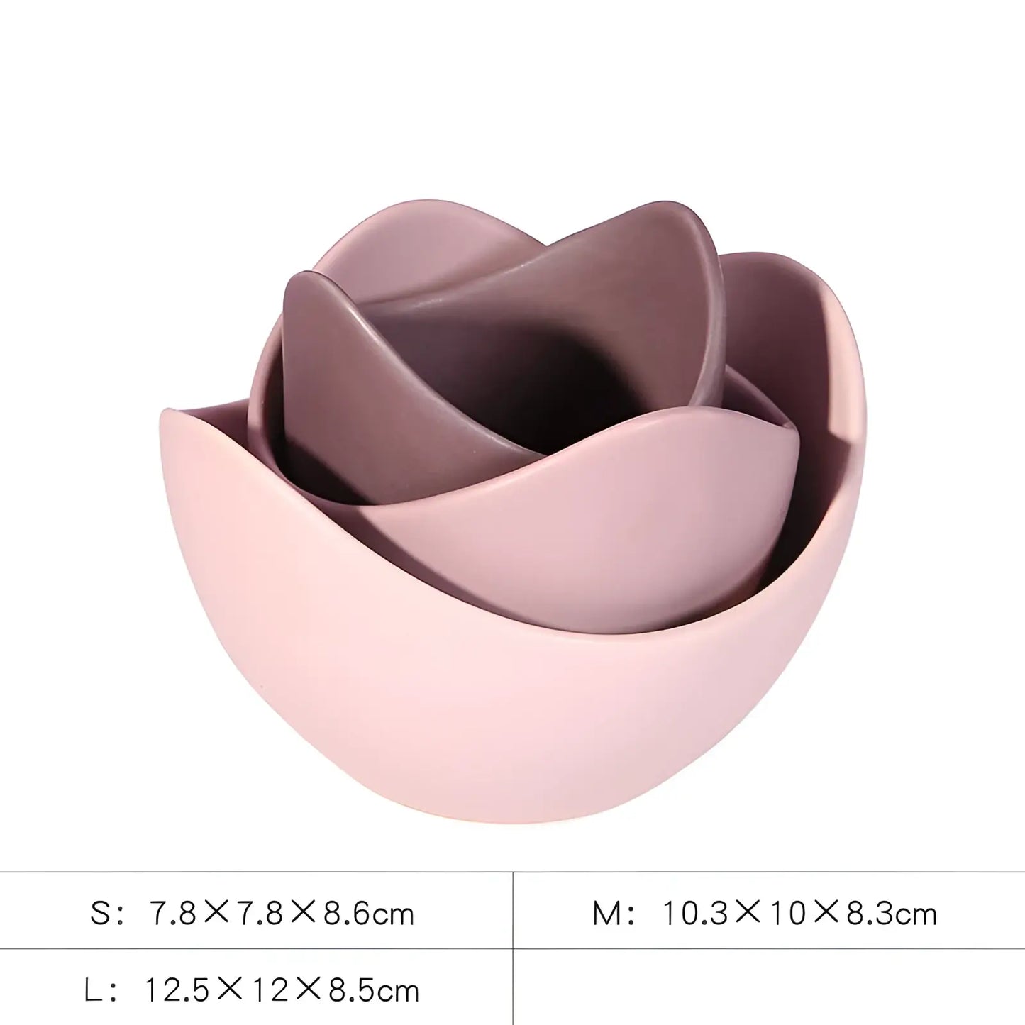 Ceramic Lotus Bowl Pastel Pink Nesting Flower Set