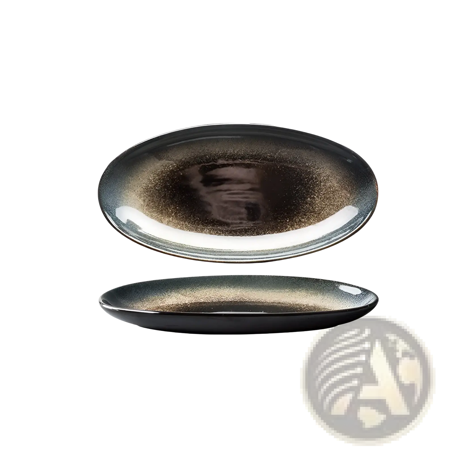 Ceramic Tableware Set Black and Gold Kiln Glaze Porcelain