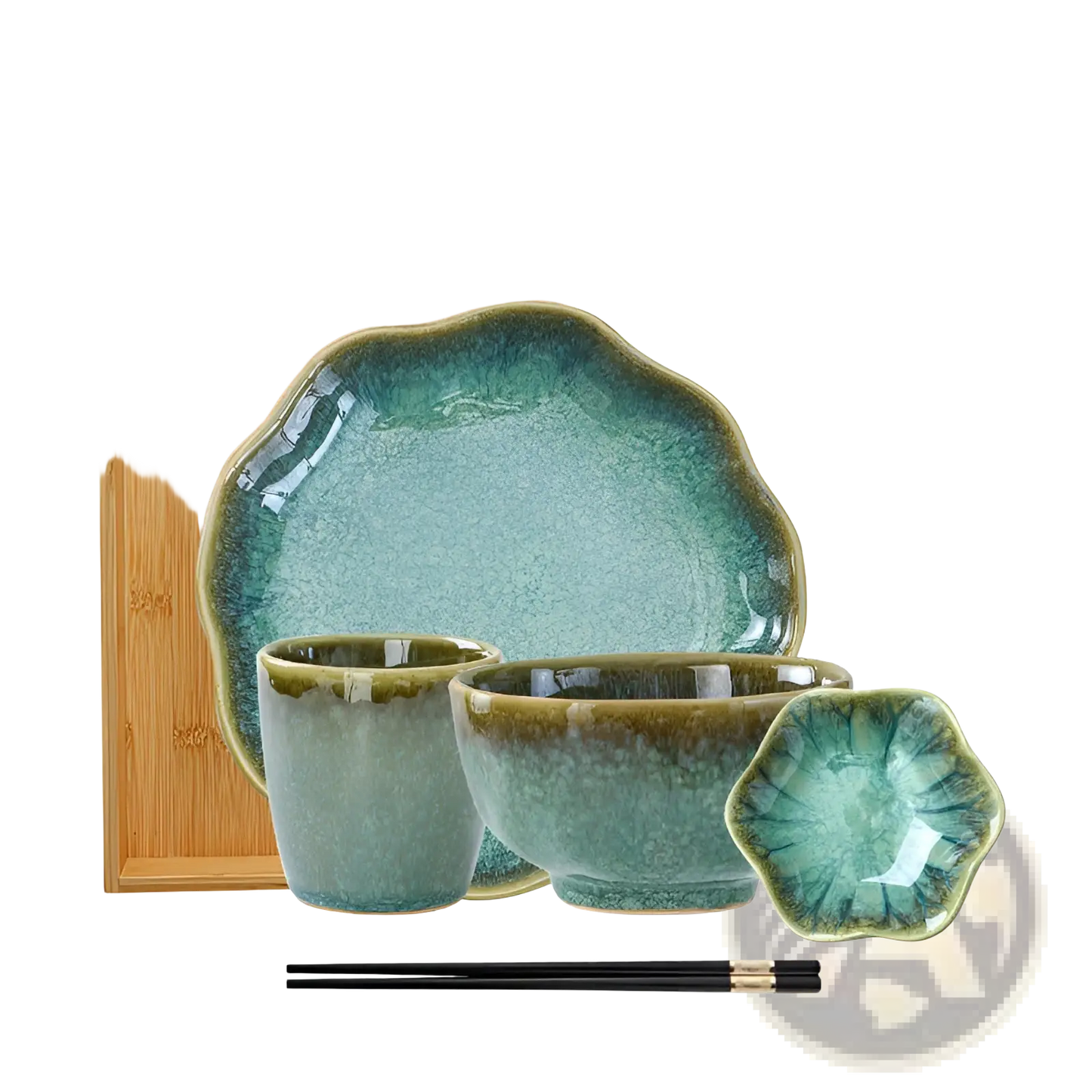 Ceramic Tableware Set Scalloped Fambe Diamond Dishes