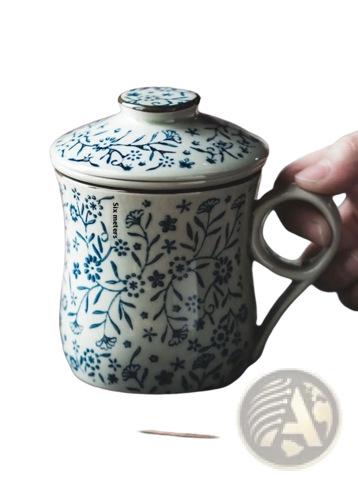 Ceramic Tea Mug with Infuser and Lid Floral 300ml