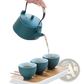 Ceramic Travel Tea Set with Bamboo Tray and Case