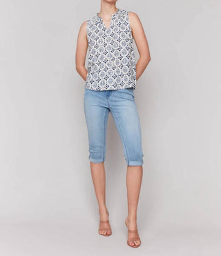 Charlie B - Blusa com gola babada e padrão geométrico