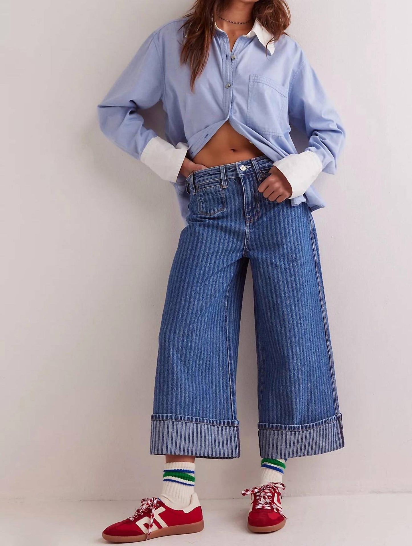 Free People - Brette Cropped Wide-leg Jeans