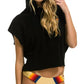 Aviator Nation - Logo Embroidery Sleeveless Crop Hoodie