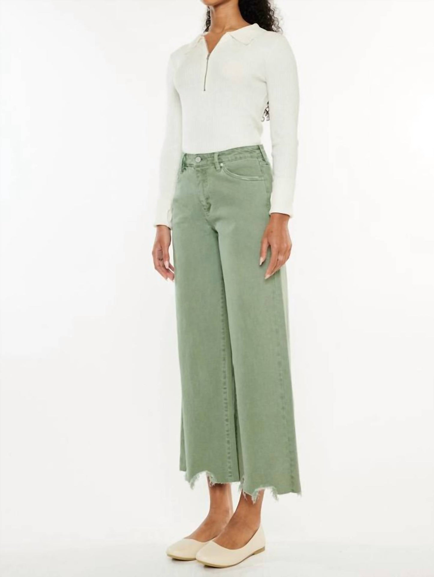 Kancan - High Rise Cropped Wide Leg Jean