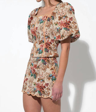 Adelyn Rae - Lori Tapestry Lace Up Mini Skirt