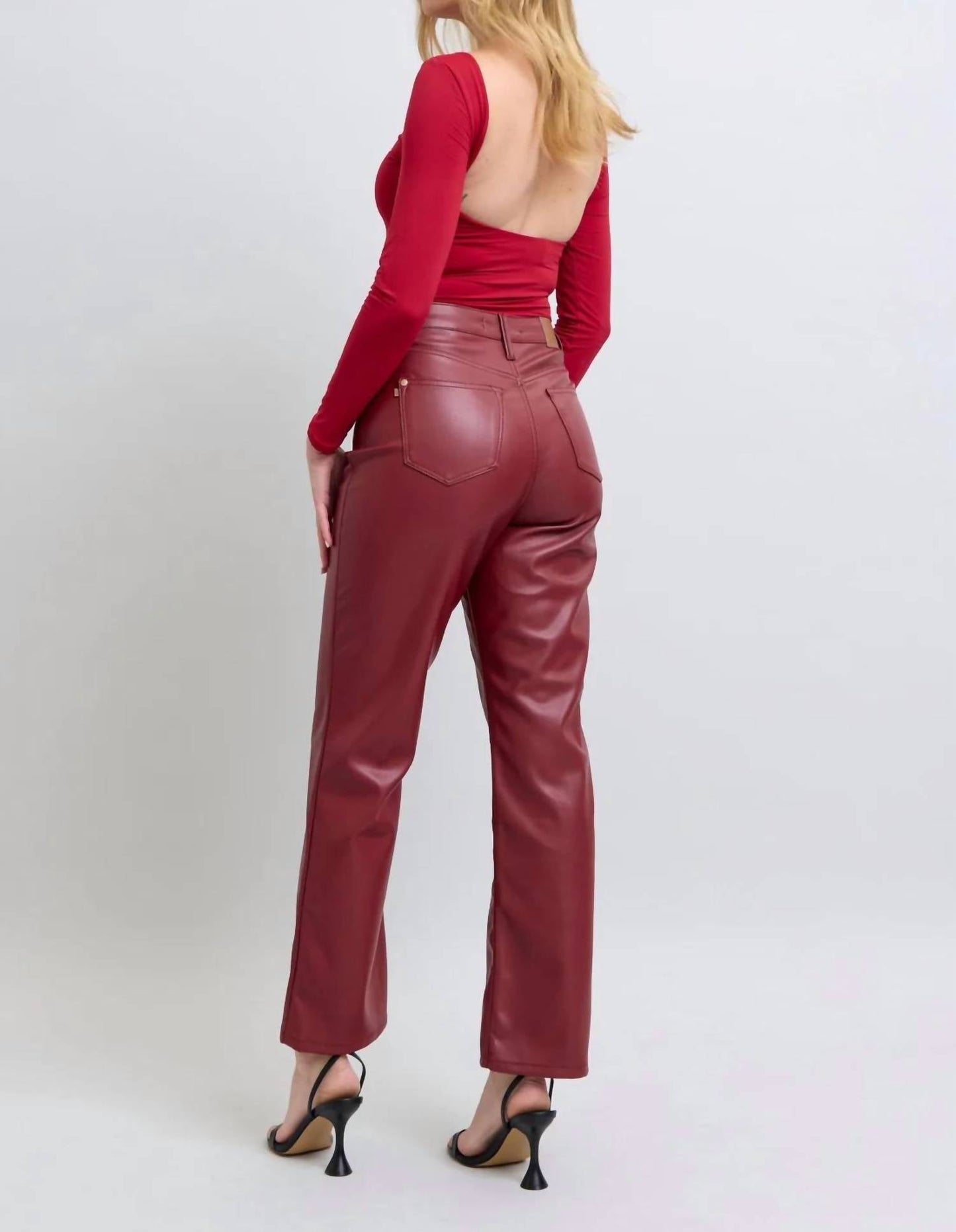 Judy Blue - Tummy Control Faux Leather Straight Pants