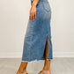Risen - High-rise Frayed Long Denim Pencil Skirt