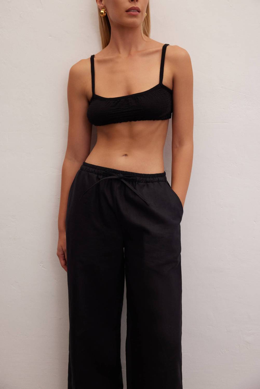 Le Cle - Ivory Wide Leg Linen Pants