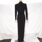 Betsy & Adam - Women's Stretch Ruched High Neck Long Gown
