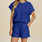 Double Take - Sleek Texture T-Shirt and Shorts Set