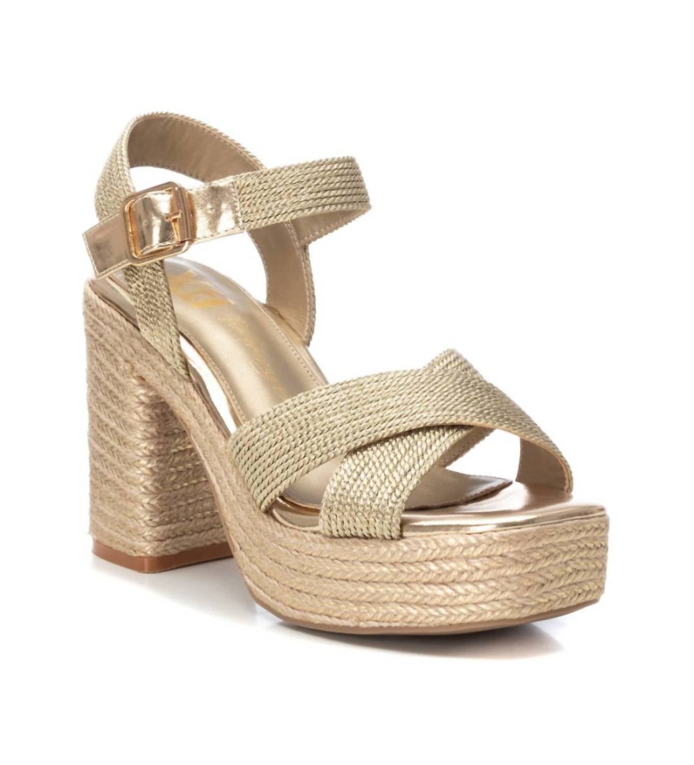 Xti - WOMEN'S HEELED JUTE PLATFORM SANDALS