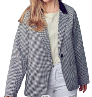 &amp;Merci - Blazer pied-de-poule com gola contrastante e lapela