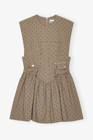 Ganni - Vestido curto xadrez flocado