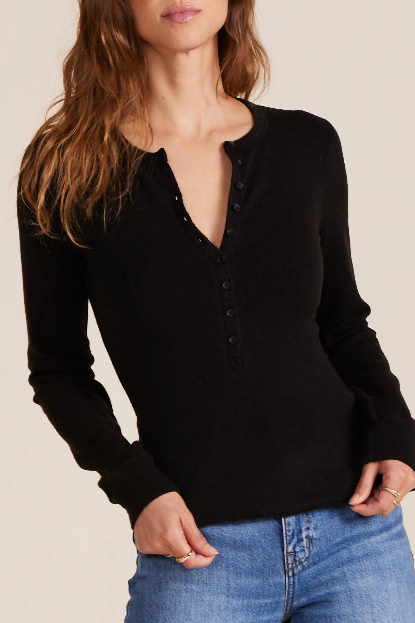 Bobi - Long Sleeve Slim Button Placket Tee