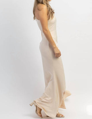 Lena - ONE SHOULDER AND SASH SATIN MAXI DRESS