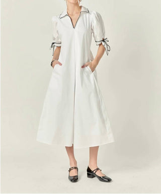 English Factory - Vestido Midi com Detalhes em Costura