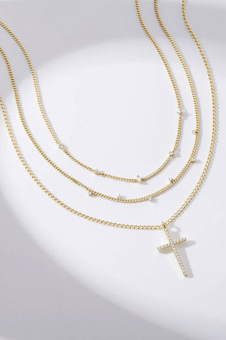 Eklexic - Colar com pingente de cruz Cz feminino