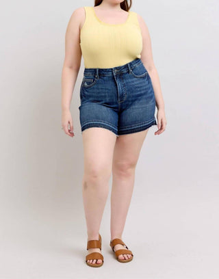Judy Blue - Short Jeans Cintura Alta Controle de Barriga Destroy Release Hem