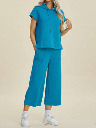 Trendsi - Conjunto de moletom com capuz e calça com cordão tamanho grande