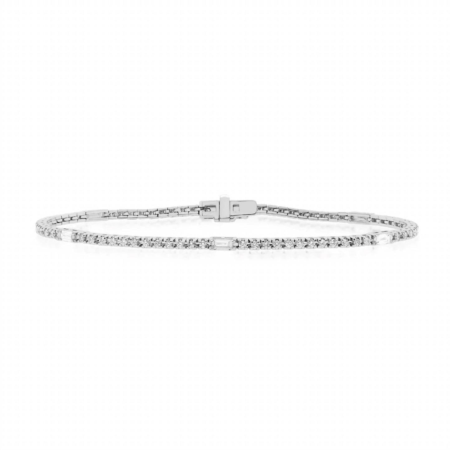 Diana M Jewels - Round And Baguette Diamond Tennis Bracelet
