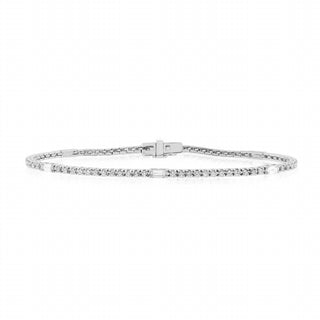 Diana M Jewels - Pulseira de tênis com diamantes redondos e baguete