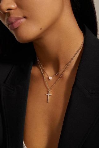 Eklexic - Colar com pingente de cruz Cz feminino