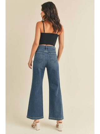 Just Black Denim - High Rise Patch Pocket Wide Leg Jeans