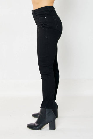 Judy Blue - High Waist Rhinestone Embellished Slim Fit Jeans