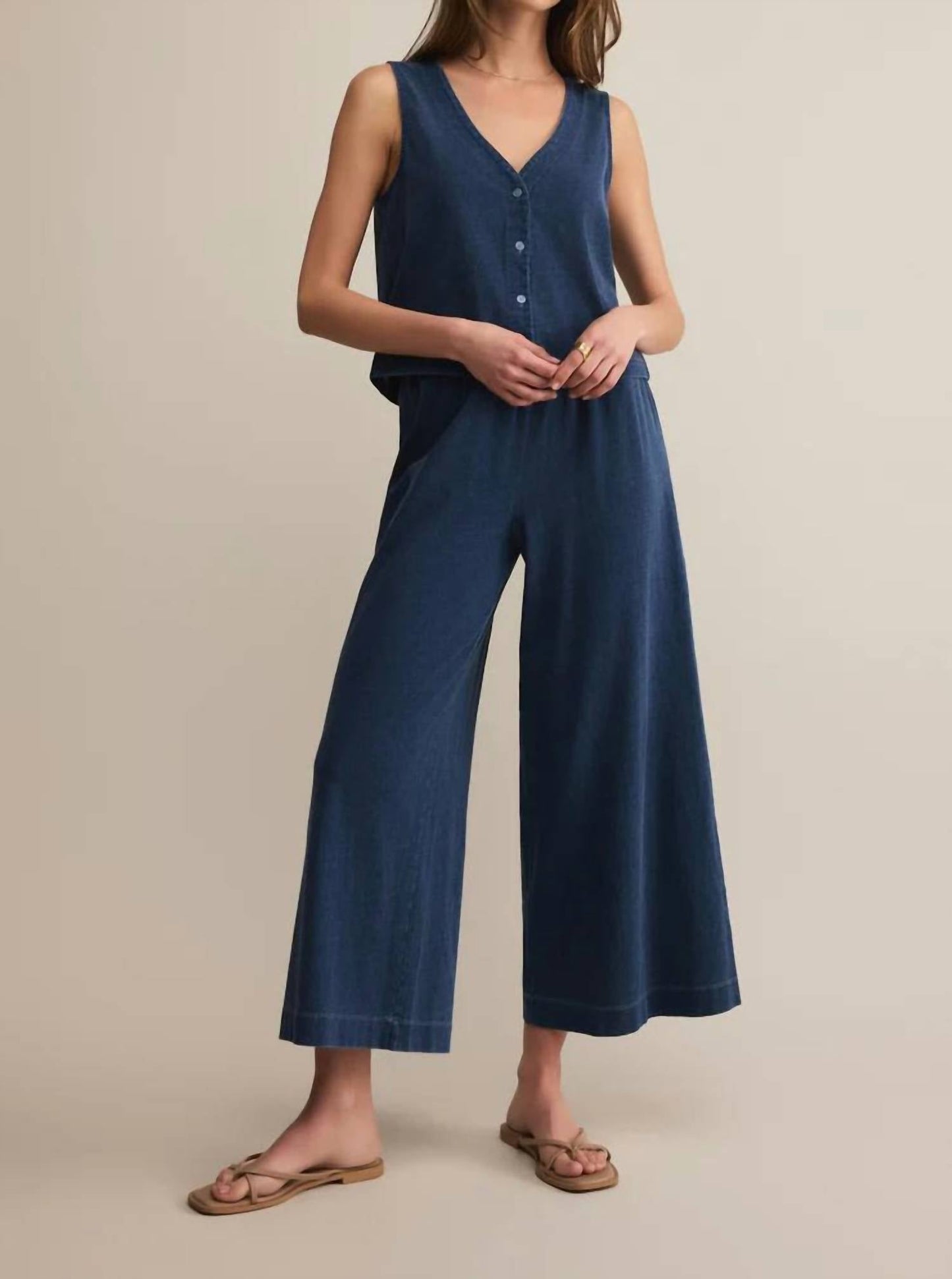 Z Supply - Solace V-neck Jersey Denim Tank Top